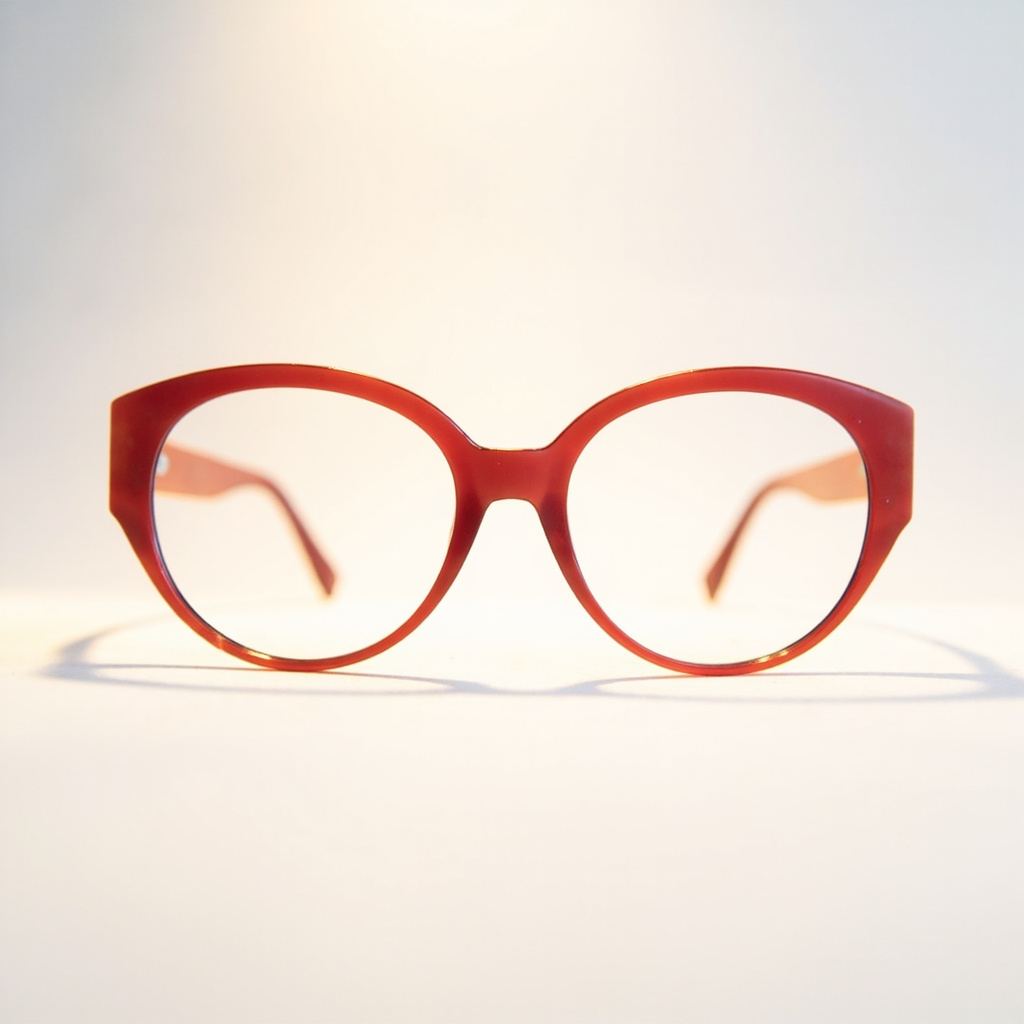 Monture œil-de-chat rouge profond, vue de face